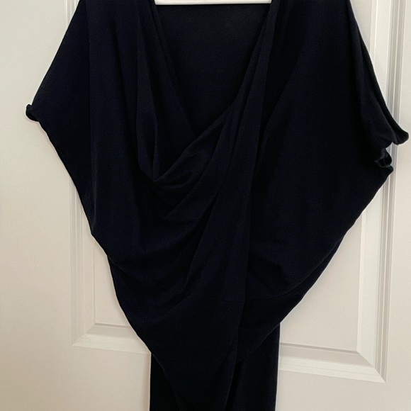 ALL SAINTS Cowl Neck Tunic-Style Draped Sweater, Short Sleeve, Dark Navy, Small - Picture 8 of 8